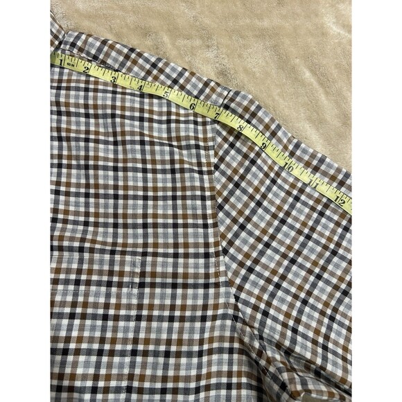 LL Bean Men’s L-Tall Brown Plaid Cotton Wrinkle Resistant Long Sleeve Shirt - Picture 9 of 11